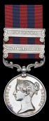 India General Service 1854-95, 2 clasps, North West Frontier, Umbeyla (Sepoy Juthoo, 6th Punjab Infy.), edge bruise,...