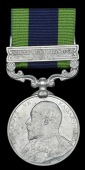 India General Service 1908-35, 1 clasp, North West Frontier 1908 (4255 Sepoy Bishn Singh, 59th Rfls.), polished,...