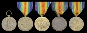 Victory Medal 1914-19 (5) (3179 Sepoy Gul Baz, 59 Rfls. F.F.; 1290 Sep. Nur Mohd, 59-Rfls.; 4912 Sepoy Sharif Khan,...