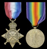 Pair: Havildat Ali Khan, 59th Scinde Rifles

1914-15 Star (No. 4349 Nk. Ali Khan, 59/Rfls. F.F.); Victory Medal...