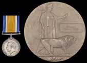 The British War Medal and Memorial Plaque awarded to First Engineer W. Drummond, Mercantile Marine, who was killed...