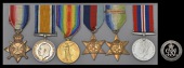 Six: Chief Bosun D. J. Morris, Merchant Navy, late Northumberland Fusiliers and Lincolnshire Regiment
1914-15 Star...