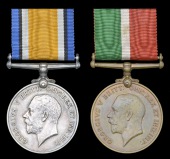 Pair: attributed to Thomas Harvey, Mercantile Marine, who lost his life on the occasion the S.S. Memphian was...
