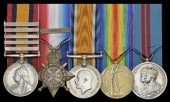 Five: Private J. Oakley, 10th Hussars, late 7th Hussars

Queen’s South Africa 1899-1902, 5 clasps, Cape Colony,...