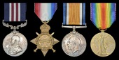 A Great War M.M. group of four awarded to Private J. Tulloch, 1st Battalion Cameron Highlanders

Military Medal,...