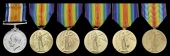 British War Medal 1914-20 (10622 Pte. R. T. Palmer, Wilts. R.); Victory Medal 1914-19 (5) (201877 Pte. H. Liney,...