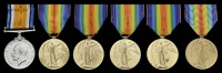 British War Medal 1914-20 (10622 Pte. R. T. Palmer, Wilts. R.); Victory Medal 1914-19 (5) (201877 Pte. H. Liney,...