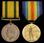 Pair: Private L. Harrison, Royal Wiltshire Yeomanry

Victory Medal 1914-19 (2111 Pte., R. Wilts. Yeo.);...