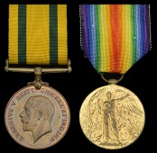 Pair: Private L. Harrison, Royal Wiltshire Yeomanry

Victory Medal 1914-19 (2111 Pte., R. Wilts. Yeo.);...