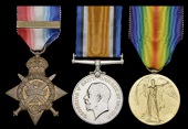 Three: Private E. Brison, 1st Battalion Dorsetshire Regiment, wounded and a prisoner-of-war

1914 Star, with copy...