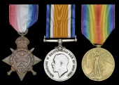 Three: Private G. Newman, 1st Battalion Dorsetshire Regiment, a prisoner-of-war

1914 Star (7808 Pte., Dorset....