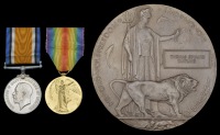 Pair: Private T. E. Watling, 8th Battalion Devonshire Regiment, late Dorsetshire Regiment, killed in action,...
