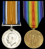 Pair: Private D. W. Greenham, 5th Battalion Dorsetshire Regiment, killed in action, France/Flanders, 28 March...