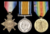 Three: Deck Hand W. Wills, Royal Naval Reserve
1914-15 Star (D.A. 5651 D.H. R.N.R.); British War and Victory Medals...