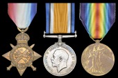 Three: Private T. Rutherford, King’s Own Scottish Borderers
1914-15 Star (7821 Pte., K.O. Sco. Bord.); British...