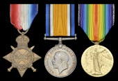 Three: Private J. F. Exton, Royal Dublin Fusiliers

1914-15 Star (10994 Pte., R. Dub. Fus.); British War and...