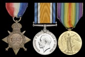 Three: Private D. C. Stephen, 8th South African Highlanders, late Gunner, 12th City Battery
1914-15 Star (Gnr.,...
