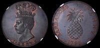 Barbados, ST. JAMES, Sir Philip Gibbes, Restrike Proof Penny, 1788, in copper, i milton f on truncation, edge plain,...