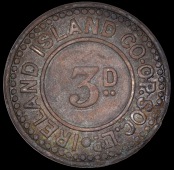 Bermuda, Ireland Island, Co-operative Society Ltd, uniface brass Threepence, 5.39g (Lyall 109). Fine, very rare...