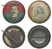Medals, Jamaica, H.A.L. Simpson, photographic election pins (2, different), perhaps for the 1911 elections, his...