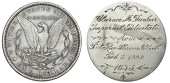 Medals, Puerto Rico, Porto Rico Shrine Club, a U.S.A. Morgan Dollar, obv. planed and engraved (Clarence M. Dunbar,...