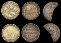 Denmark, Copenhagen, N. Hansen & Co (Est. 1894), brass, 24mm; Chr. Wennemoes Sorensen, brass, c. 1890, rev. bed,...