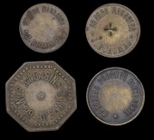 Egypt, alexandria, Café Ch. Kypriadis, brass 5 Milliemes by Fremolle, 24mm; Café Espérance, G. Petros, brass,...