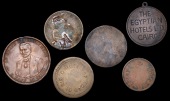 Egypt, CAIRO, Loucas Batista, Cairo Central Station Buffet, brass, 21mm; Brasseries Reunies, brass Piastre, 25mm...