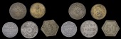 Ethiopia, addis ababa, L’American Club, brass 5 Cents, 21mm (Gill 7), Paleologos P. Trohalis, aluminium Piastre,...