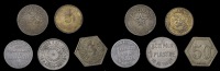 Ethiopia, addis ababa, L’American Club, brass 5 Cents, 21mm (Gill 7), Paleologos P. Trohalis, aluminium Piastre,...
