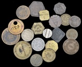 France, CARMAUX, Société des Mines, aluminium 5 Centimes, 1916, 25mm; CASTRES, Ch. Desplats, octagonal brass 25...