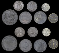 France, PARIS, Caisse de Bon Foy, 2 Sols 6 Deniers (2), both 1791 (Brandon 210a; KM. Tn37); Lefèvre, Lesage & Cie,...