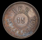 German East Africa, Lusangasanga, Prince Heinrich Plantage, uniface copper 15 Heller, c. 1910, 25mm, 3.95g. Fine,...