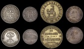 Gibraltar, R. & J. Abrines, brass, 29mm (Lyall 1201; Ford 89; Pridmore Sale, 554); Columpios Anglo-Hispano, brass...