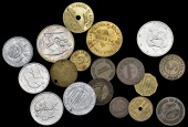 Italy, CIVITAVECCHIA, Repubblica dei Ragazzi, silver 500 Meriti, aluminium 100, 50 and 10 Merita, all 1955, various...