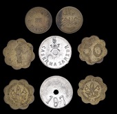 Libya, TRIPOLI, Banco di Roma, brass service check, 25mm; ZANZUR, Caserma Zanzur [10th Infantry Regt Military...