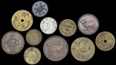 Paraguay, Tramway de la Asuncion, black vulcanite Un Pasage, 23mm (Smith 80A); Paraguay Land Cattle Co, copper 20...