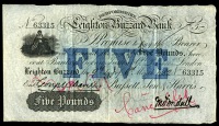 BEFORDSHIRE, Leighton Buzzard, Leighton Buzzard Bank, Five Pounds, 9 June 1882, no. 63315, for Bassett, Son & Harris...