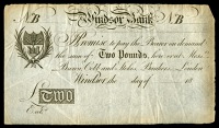 BERKSHIRE, Windsor, Windsor Bank, Two Pounds, 18—, unissued, for Coombs, Brown, Coombs & Co (Outing 2376f). Very...