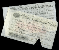 CAMBRIDGESHIRE, Wisbech, Wisbech & Lincolnshire Bank, Five Pounds, X 7716, Ten Pounds, N 8819, both 1 November 1894,...