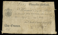 GLOUCESTERSHIRE, Gloucester, Gloucester Old Bank, One Guinea, 4 February 1814, no. 220, for Charles Evans & James...