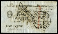 HAMPSHIRE, Portsmouth, Portsmouth, Portsea and Hampshire Bank, One Pound, 6 October 1818, no. 2473, for Godwin,...