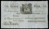 LANCASHIRE, Burnley, Craven Bank, Ten Pounds, 18—, unissued, for Self and Other Partners (Outing 366a). About...
