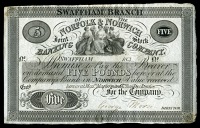 NORFOLK, Swaffham, Norfolk & Norwich Joint Stock Banking Co, Five Pounds, 183–, unissued, signed by George Morse...