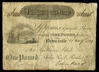 NORTHUMBERLAND, Newcastle-upon-Tyne, Northumberland Bank, One Pound, 1 January 1821, A 4446, for Sir Francis Blake...