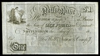 NOTTINGHAMSHIRE, Nottingham, Nottingham [Bank], One Pound, 18—, unissued, for William Nunn & Co (Outing 1616a)....