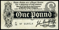 J. Bradbury, One Pound, August 1914, D/10 018514 (Dugg. T5-3a). Extremely fine 	£1,200-1,500