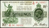 J. Bradbury, Ten Shillings, 1918-19, B/63 048454 (Dugg. T19). Very fine, scarce red dot variety 	£1,200-1,500