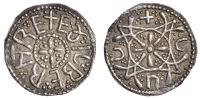 Pale gold Thrymsa, York type, c. 630, figure facing between two crosses, unpublished and unique