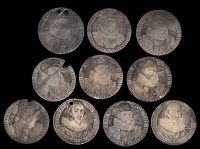 James I and Prince Charles, silver counters (10), first issue with Prince Charles clean shaven (6), c. 1616-20;...